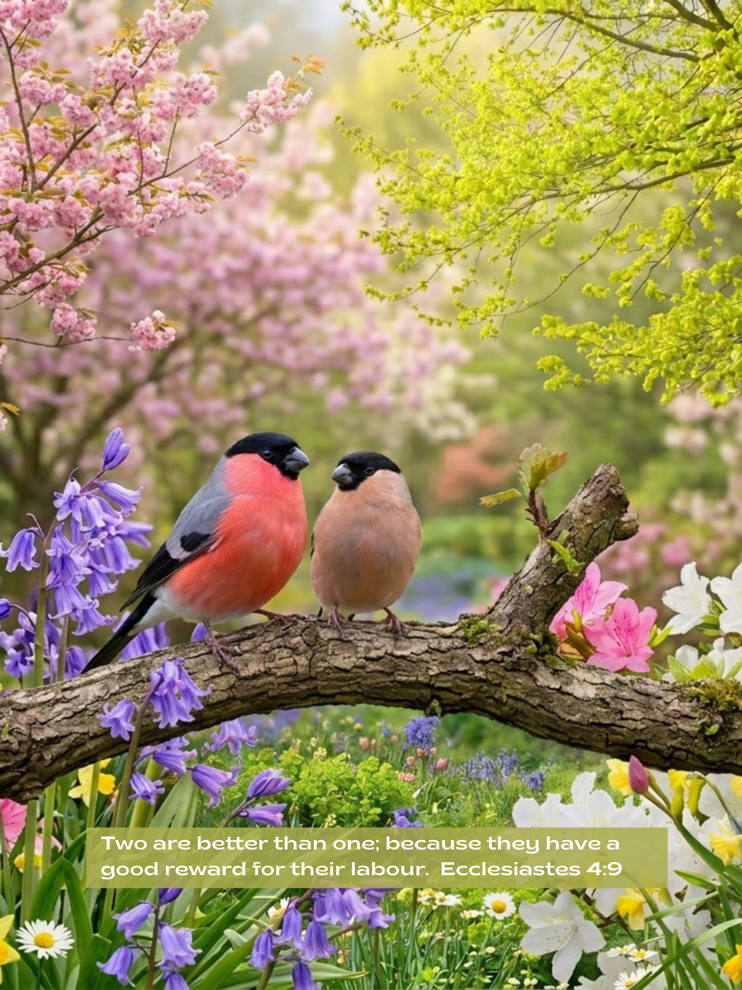 Bullfinches in Spring (portrait)